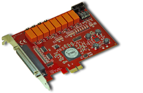 PCIe relay card with optocoupler, counter, IRQ